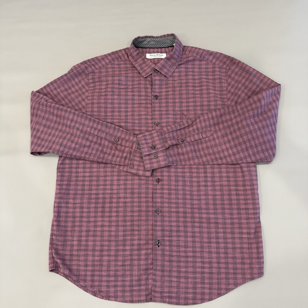 Tommy Bahama The Newport Coast‎ Shirt Men's Large Purple Black Check Long Sleeve - Picture 2 of 9